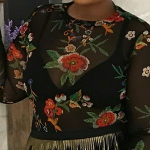 Floral mesh bodysuit